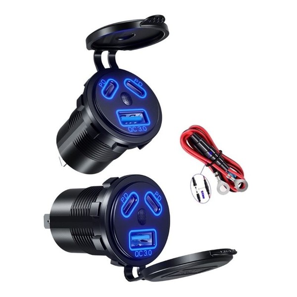 Eurowagens Wasserdichter USB QC3.0 Kfz-Ladeadapter FüR 12V/24V Kfz-Steckdose-image