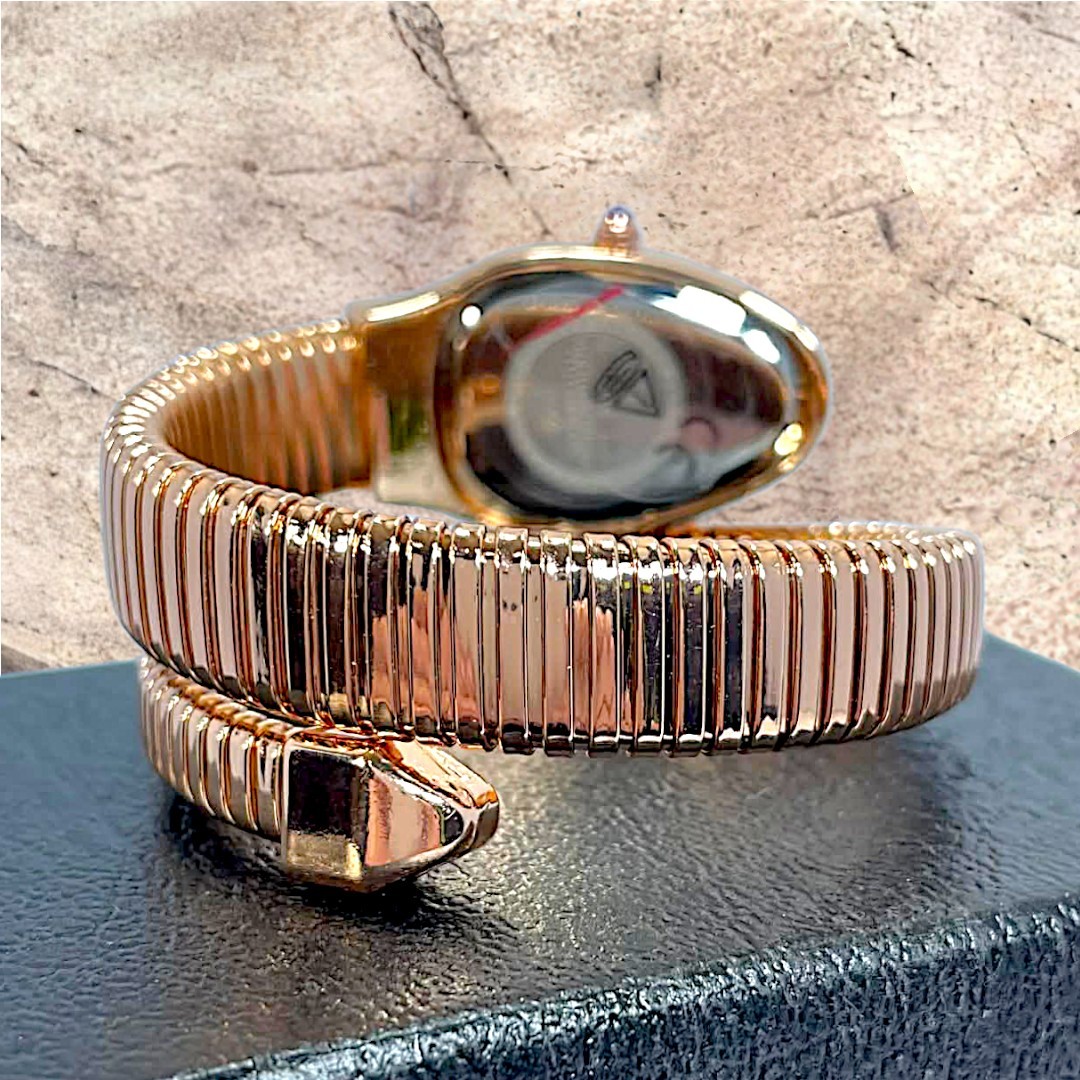 Rose Gold Coil Wrap Quartz Watch with Crystal Accents Copper-Plated Mother-of-pearl Watch Featuring A Stretch Band  main image 4
