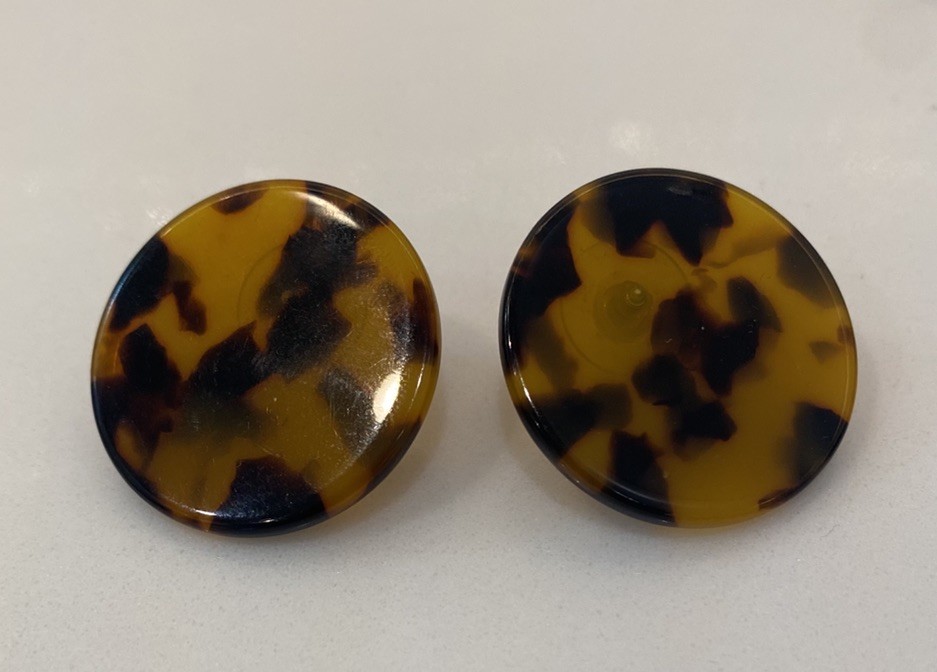 J Crew Tortoise Shell Pattern Disc Earrings Overs… - image 2