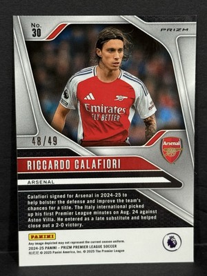 2024-25 Prizm Premier League Arsenal Riccardo Calafiori Red Lazer