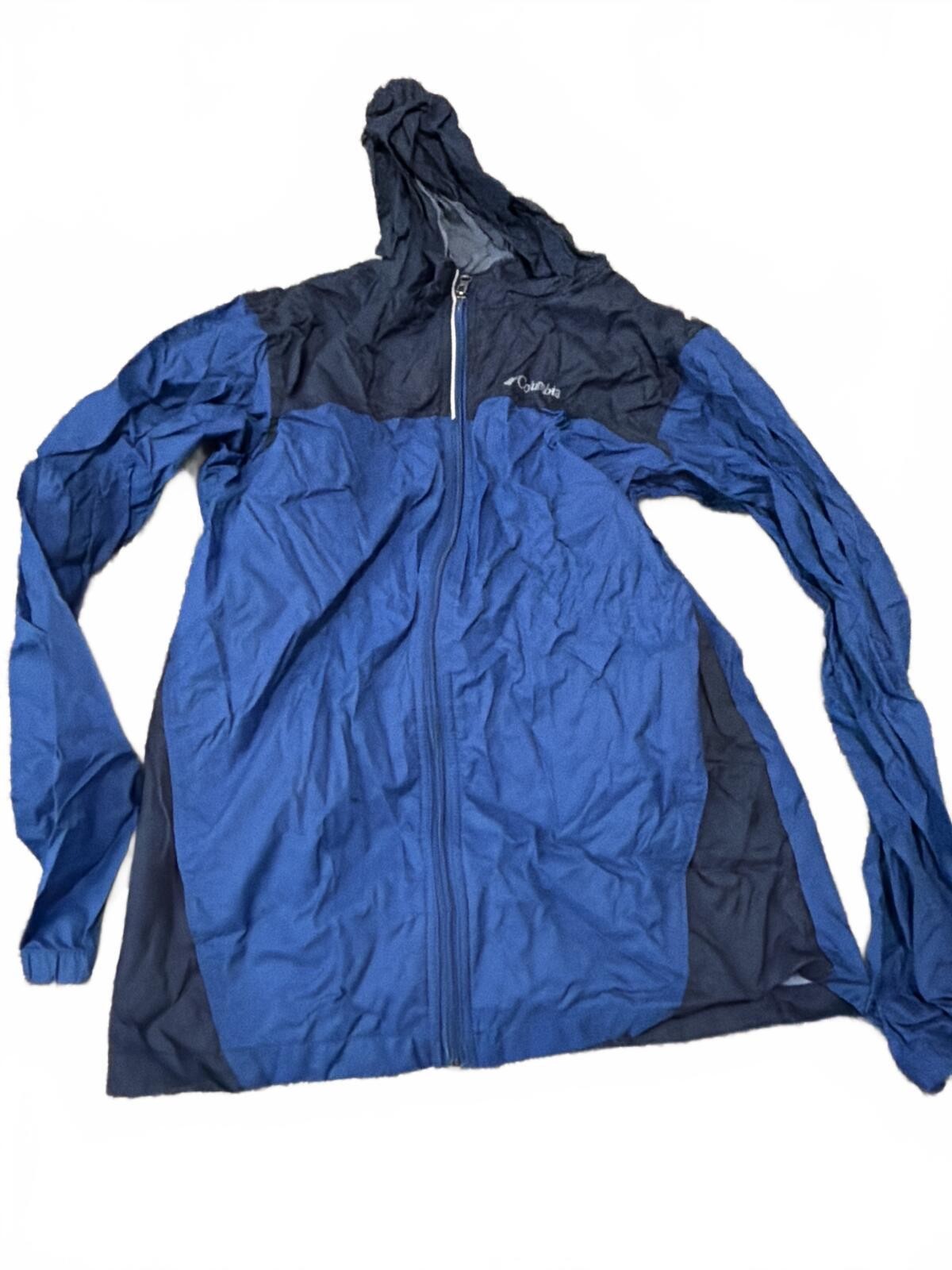Columbia Boys Blue and Black Hooded Jacket Windbreaker XL