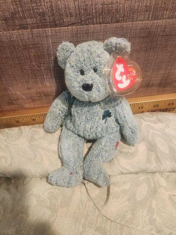 Ty Shamrock Bear 8in Beanie Baby Collectible Excellent Condition
