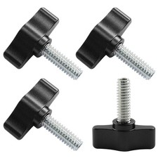4 PCS 1/420 x 3/4 Inch Thumb Screws Black Aluminum Knobs Steel Thread Alloy