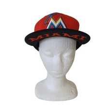 New Era 9Fifty Miami Marlins Leather Strap Back Hat Orange Black Embroidered