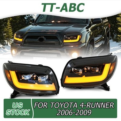 TT-ABC Black Led Headlights For 2006-2009 Toyota 4Runner White DRL+Animation 2X