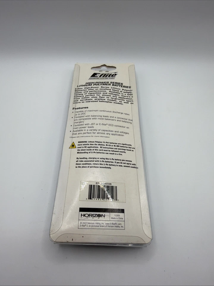 E-flite 1500mAh 3S 1I.1V 20C LiPo, 13AWG EC3 EFLB15003S B114 - Image 2 of 2