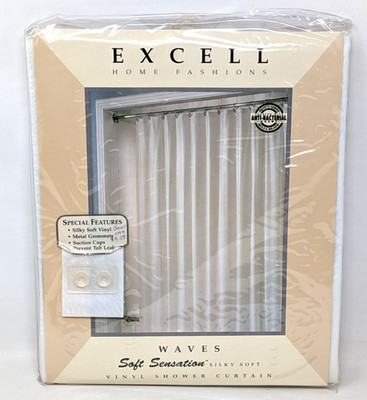 Vintage Excell Home Fashions Soft Sensation Waves 70'' x 72'' Vinyl Shower Curtain