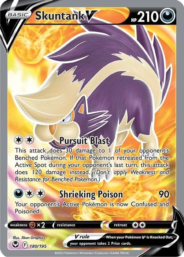 Skuntank V - 180/195 - Pokemon Silver Tempest Sword & Shield Full Art Card NM