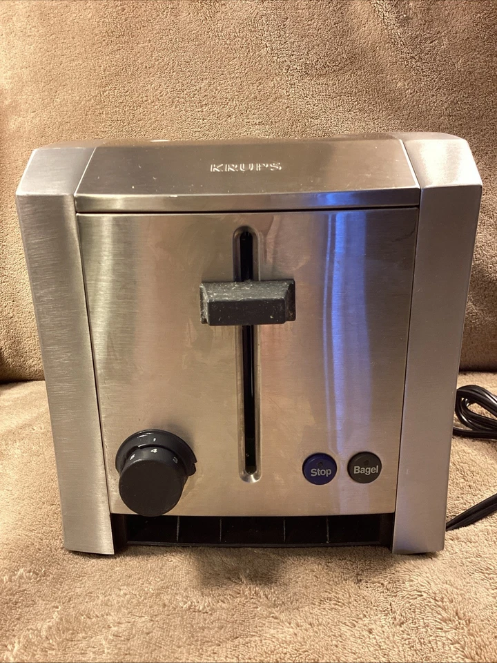 Tostadora de bagel de 2 rebanadas de acero inoxidable KRUPS 7,5” X 9” X 8” ¡FUNCIONA MUY BIEN! 576102 Foto 2 de 4