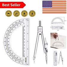 Compact Drawing Compass with Protractor - Essential Tool for Geometry Excellence
