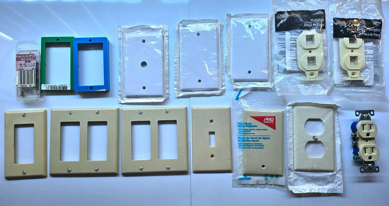 Mixed Brand Lot of Switchplate Wallplate Covers Outlet Box Plastic Screws 15 Pcs