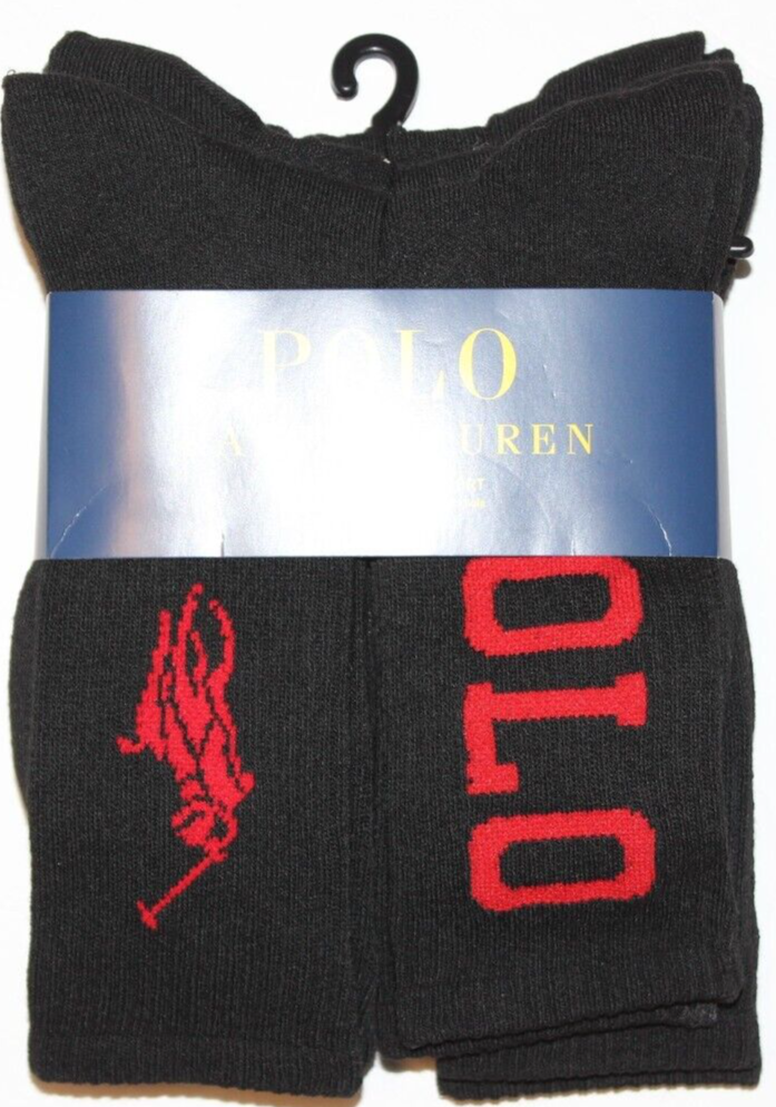 Polo Ralph Lauren Classic Sport 6 paia calze girocollo nere rosse logo pony e polo