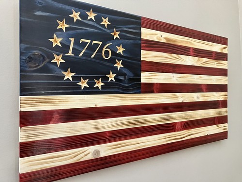 Handmade 1776 Betsy Ross Wooden American Flag by Eagle Wood Flag Company - Picture 2 of 5