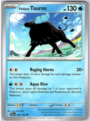 Pokemon - Paldean Tauros - 041/193 - Uncommon - Paldea Evolved - NM/M - NEW