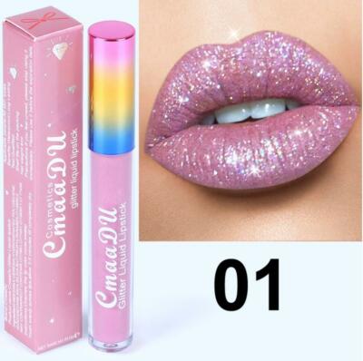 CmaaDU 6 Colors Glitter Liquid Lipstick Matte Waterproof Long Lasting Lip Gloss