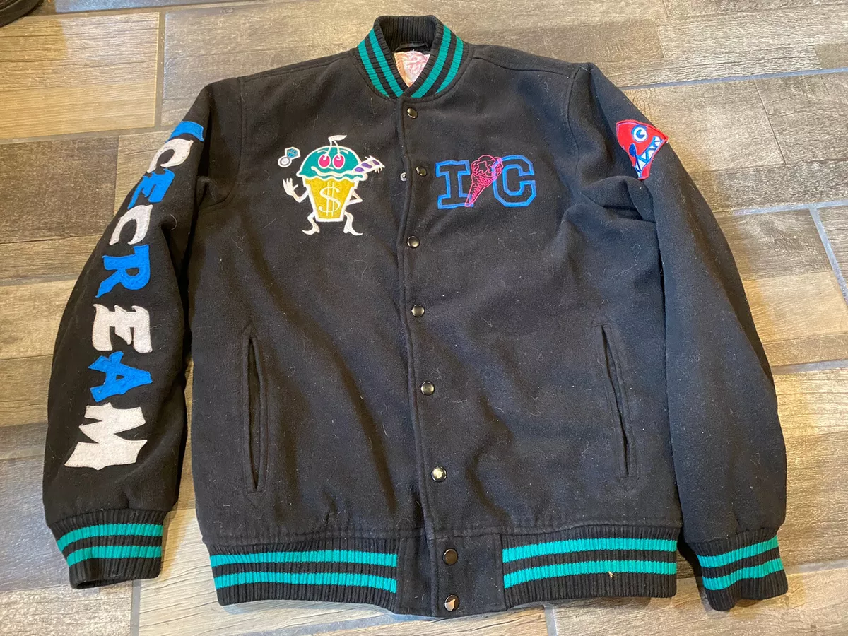 rare billionaire boys club ice cream varsity jacket size small with flaws Pharel