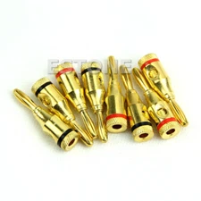 8X Gold Plated Banana Plug Musical Speaker Cable Wire Screw Metal Connector 4mm