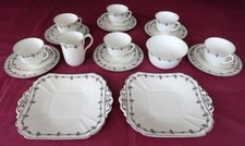 Vintage Shelley Art Deco 11235 Bone China Tea Set – 6 place settings, 22 pieces