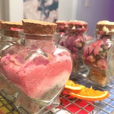 Venus Heart Jar bath salts- roses, sage, pink himalayan salt, rose essential oil