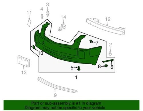 Cubierta de parachoques superior delantera genuina GM 2004-2007 Cadillac SRX Base 4,6 L V8 19121107 Foto 2 de 2