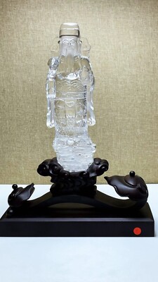 3.94lb Top rare Natural clear quartz money gold mineral quartz Decor gift+base