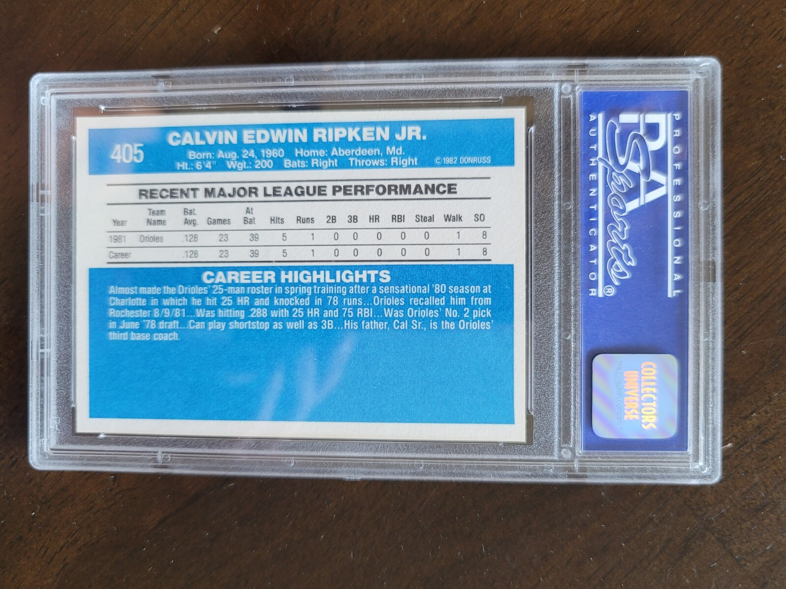 CAL RIPKEN JR (ORIOLES) 1982 DONRUSS RC #405 HOF PSA 9 MINT | eBay