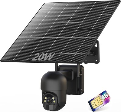 STUCAM 24/7 Records 3G/4G LTE Cellular Überwachungskamera SCHWARZ 20W Solar HseAtic