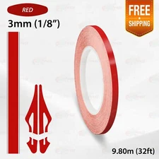 RED 1/8" 3mm Roll PIN STRIPE Car Model Bike Streamline TAPE Decal Vinyl Sticker