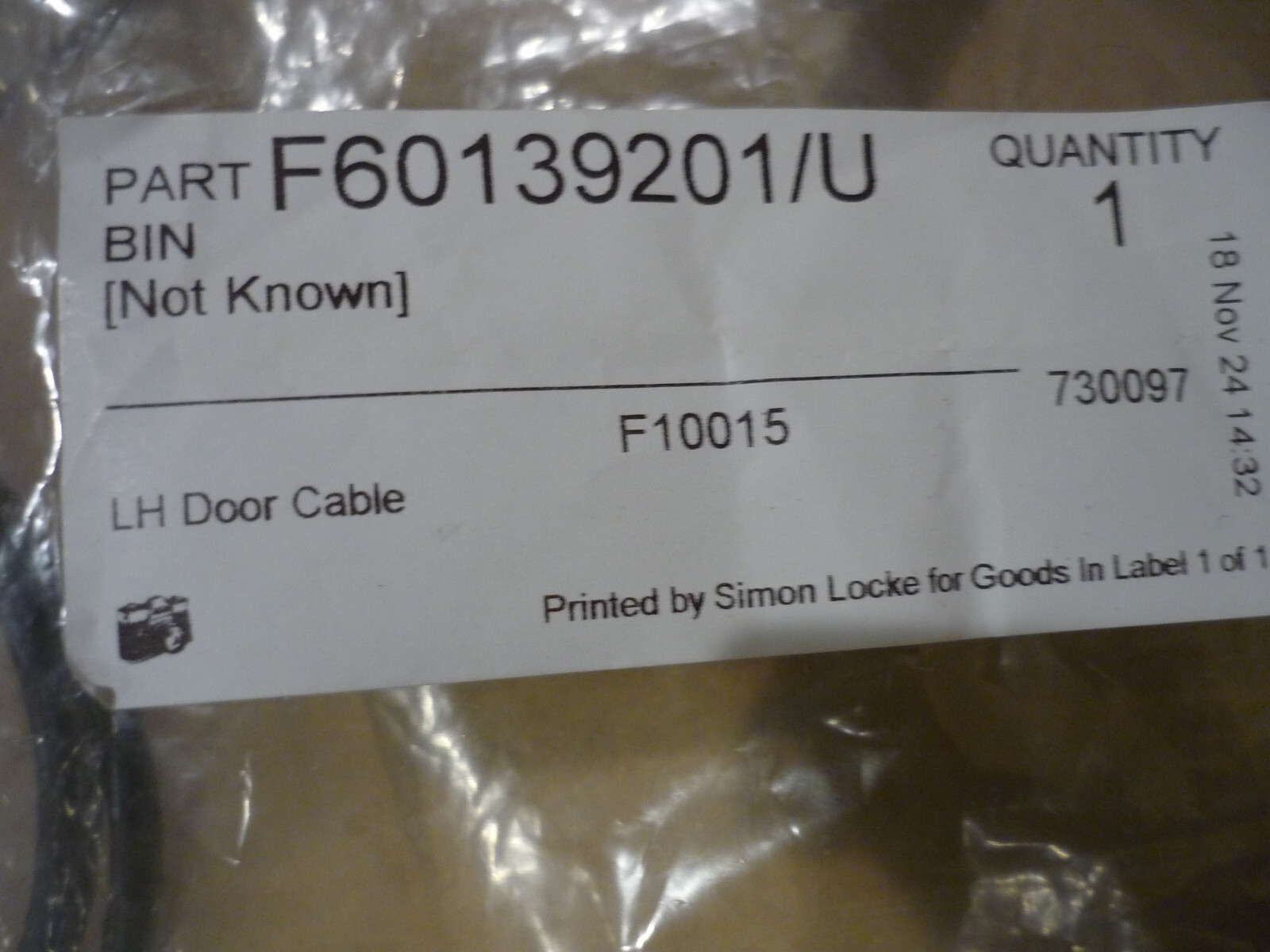 Ferrari 308 - LH Door Cables - P/N 60139201/U