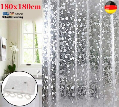 3D 180 x 180 cm Duschvorhang Wasserdicht Anti Schimmel Antibakteriell+ 12 Ringe