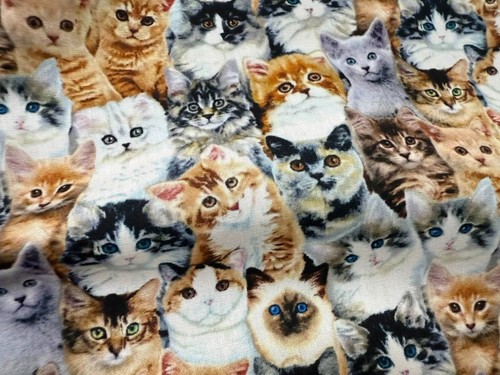 Cat Kitten Floral Garden Cotton Fabric 45in Wide for Sewing Craft Patchwork BTY - Picture 2 of 5