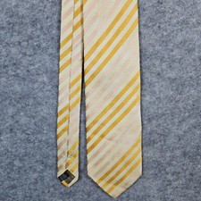 Steven Land Hand Made Silk Neck Tie Orange  Peach Diagonal Stripes 60x4 Inches