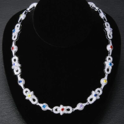 Iced Out Infinity Star Eye CZ Cuban Link Chain Necklace Hip Hop