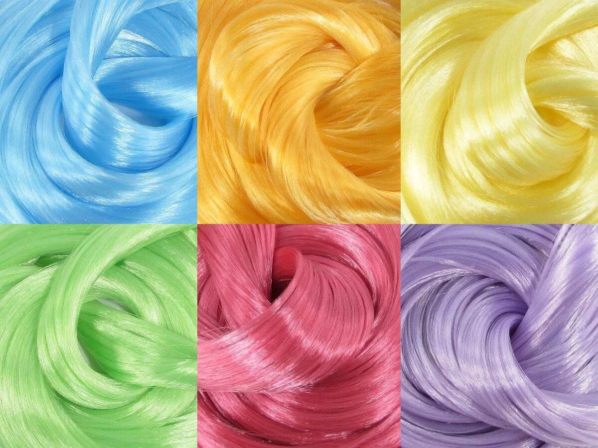 Nylon Doll Hair 3oz - Pastel Rainbow for Rerooting Custom Dolls, Doll Rehair