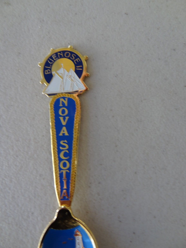 BLUE NOSE Nova Scotia Canada Souvenir Spoon Gold Tone. - Picture 3 of 4