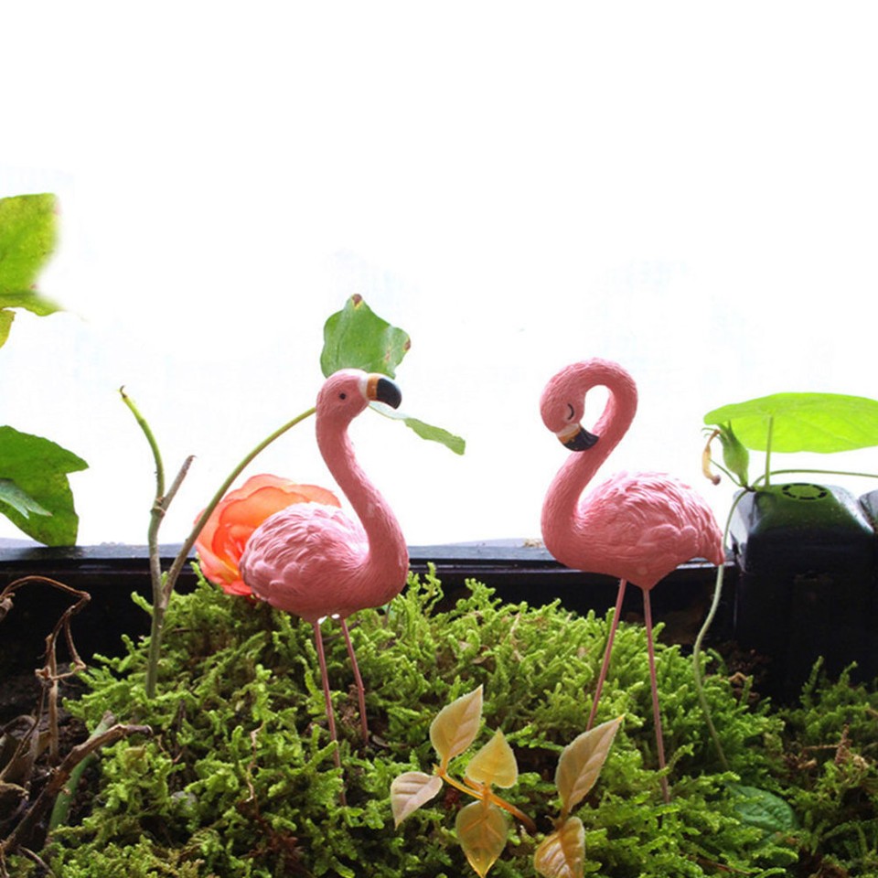 4 Pcs Pink Flamingo Bonsai Decors Micro Landscape Ornaments Garden eBay