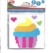 New Curiosity Cross Stitch Fun Kit, Cupcake Design, 5.5", Ages 6