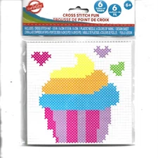 New Curiosity Cross Stitch Fun Kit, Cupcake Design, 5.5", Ages 6+