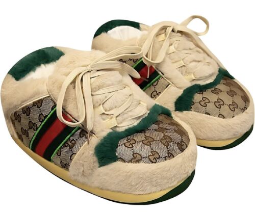 OSFM (4-10) Adult Cozy Unisex Fluffy Sneaker Plush Super Soft Laced Slippers