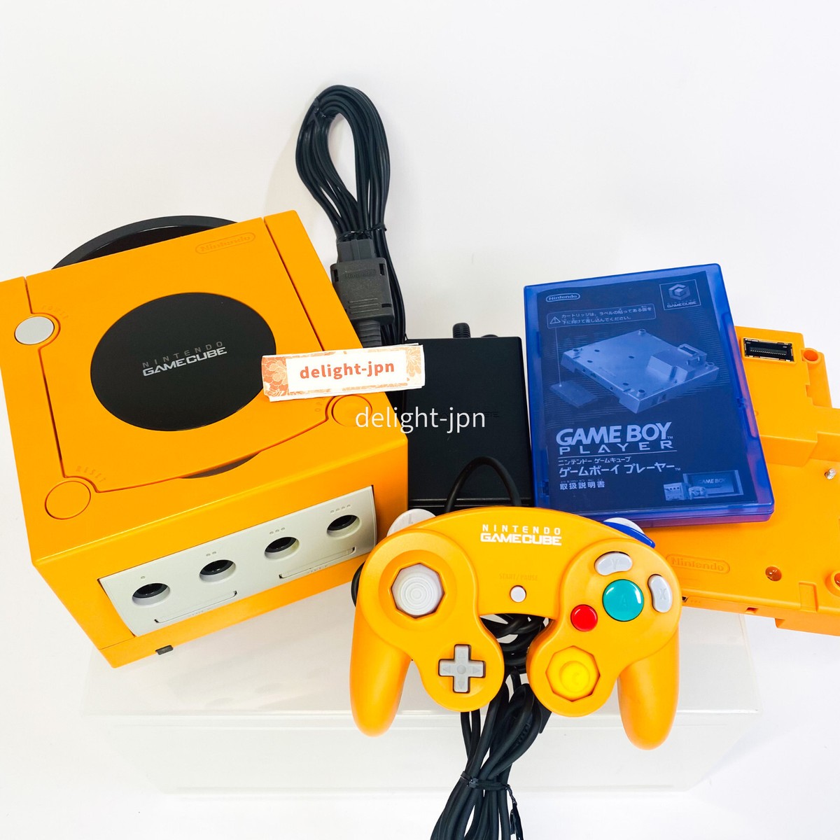 GameCube GC DOL-001 ORANGE CONSOLE Gameboy Player CONTROLLER AC AV Nintendo