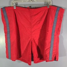 Vintage Towncraft Swim Trunks Mens Sz Large Red w/ Blue Stripe Each Side Lined