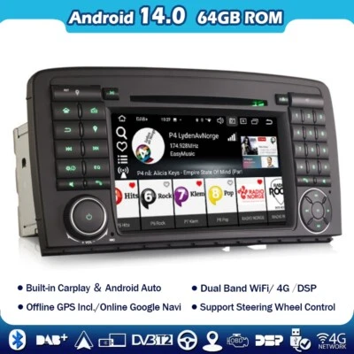 ERISIN 8-Core Android 14 Autoradio Mercedes Benz R Class W251 CarPlay DAB+DVD 4GO+64GO