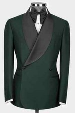 Men Green Double Breasted Blazer Luxury Party Prom Groom Tuxedo Wedding Suit