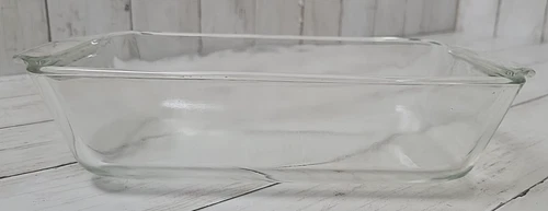 Vintage Anchor Hocking Fire King #441 Clear 1 Qt Glass Loaf Pan Baking Dish 9x5