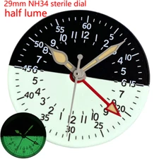 Half Lume Face White Black 29mm Nologo Watch Dial Arrow Hands fit NH34 GMT Watch