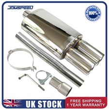 Exhaust Back Box Twin Tip Stainless Steel Sports Performance 012+50 Universal 