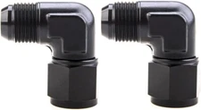 10AN Female to 10AN Male Flare 90 Degree Swivel Hose Fitting Adapter Black 2Pcs