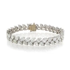 11ct Pear Cut Simulated Diamond Double Row Tennis Bracelet 14k White Gold Plated