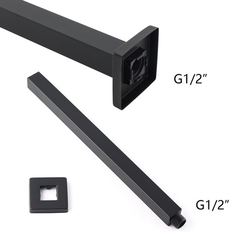 Matte Black Square Bathroom Wall Spout Basin Mixer Tap Shower Head Grate Waste - Picture 132 of 198