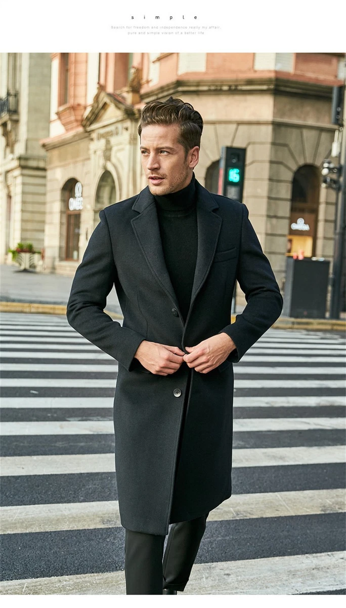 Mens wool top coat slim fit